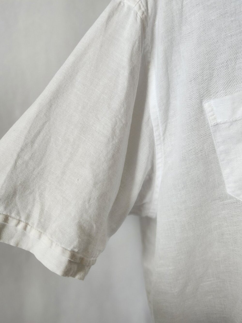 Cafe Luna Shirt Men's XL White Linen Blend Button Up Short Sleeve - Picture 6 of 16